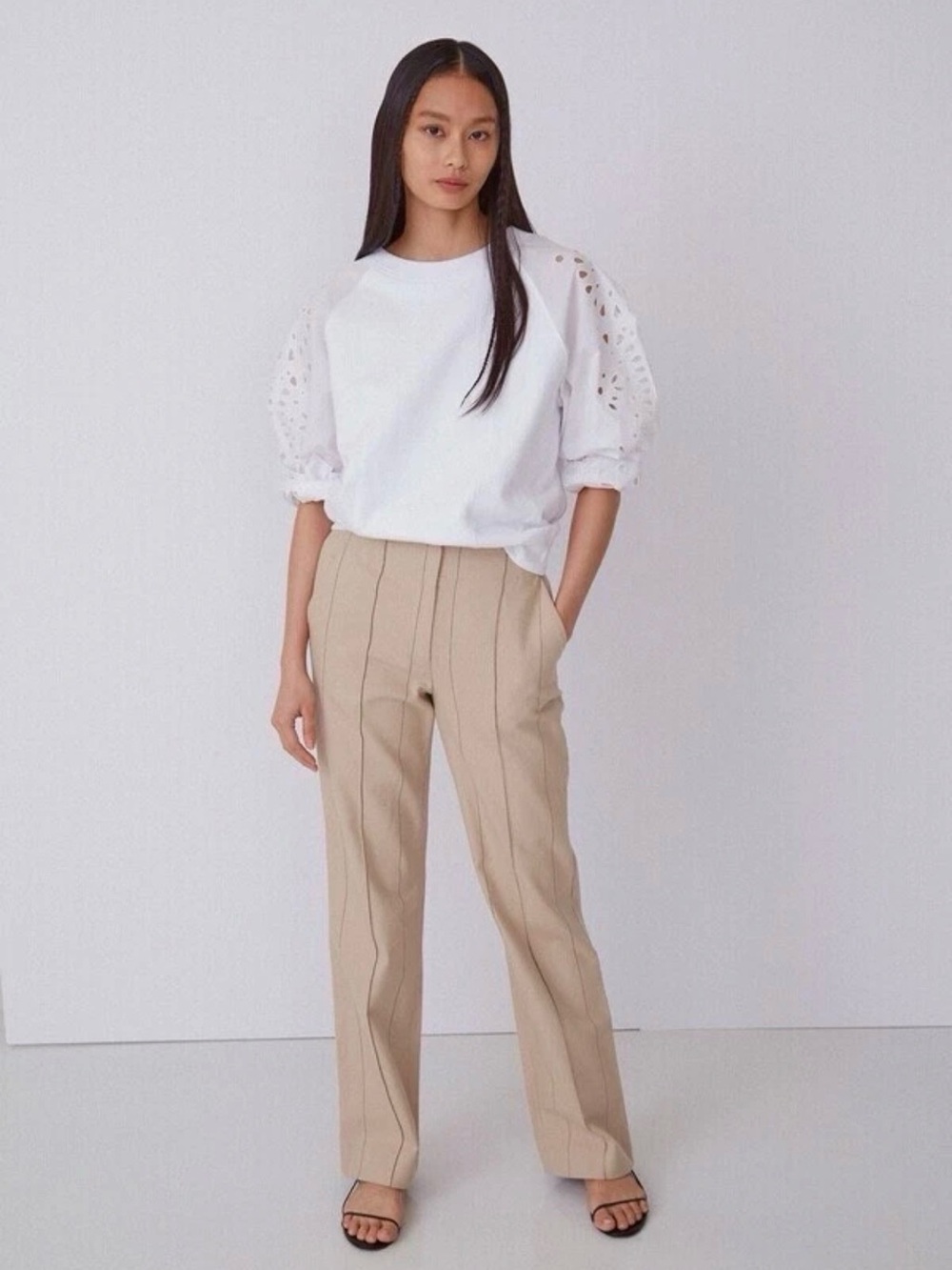 NWT Thakoon Pinstripe High waisted Trouser, Khaki - 10